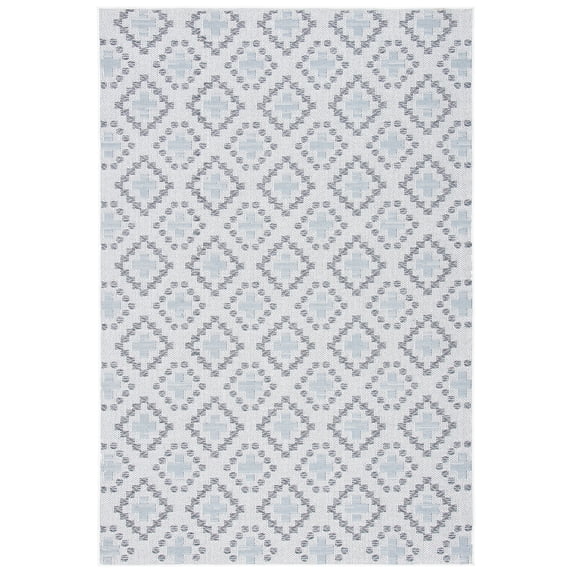 SAFAVIEH Martha Stewart Joleen Geometric Machine Washable Indoor/Outdoor Area Rug, Ivory/Grey, 5'5" x 7'7"