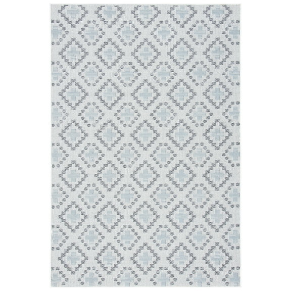SAFAVIEH Martha Stewart Joleen Geometric Machine Washable Indoor/Outdoor Area Rug, Ivory/Grey, 5'5" x 7'7"