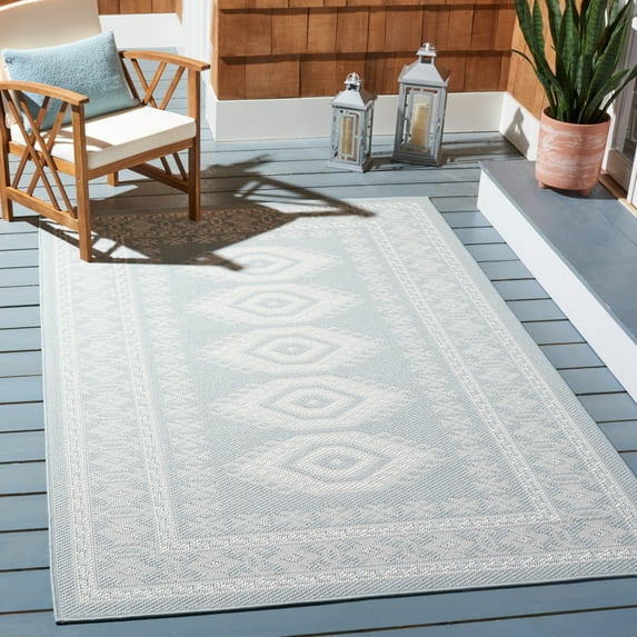 SAFAVIEH Martha Stewart Outdoor MSRO327J Aqua/Blue Ivory Rug