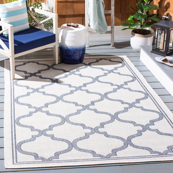 Safavieh Martha Stewart Outdoor Ashen Geometric Machine Washable Indoor/Outdoor Area Rug, Silver/Gray, 5'3" x 7'6"
