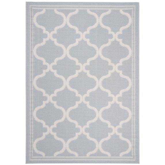 SAFAVIEH Martha Stewart Ashen Geometric Machine Washable Indoor/Outdoor Area Rug, Aqua/Cream, 8' x 10'