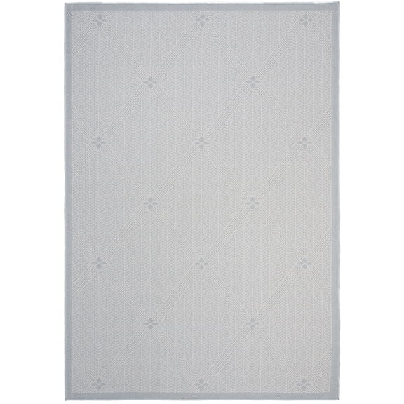 SAFAVIEH Martha Stewart Yimani Geometric Machine Washable Indoor/Outdoor Area Rug, Silver/Grey, 6'7" x 9'