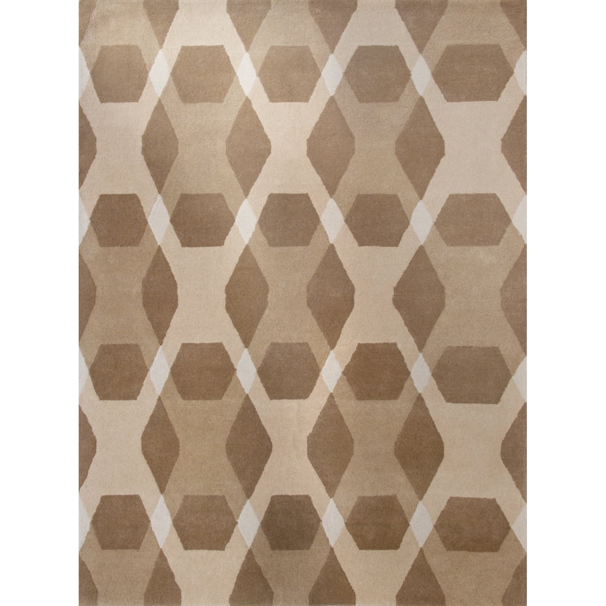 Beige Diamond Hand Tufted Wool 8' x 10' Rug