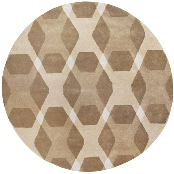 SAFAVIEH Martha Stewart Overlapping Diamonds Geometric Wool Rug, Beige/Multi, 4' Round