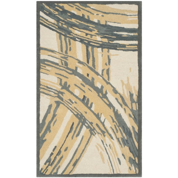 SAFAVIEH Martha Stewart Paintbrush Stroke Abstract Area Rug, Cement, 2'6" x 4'3"