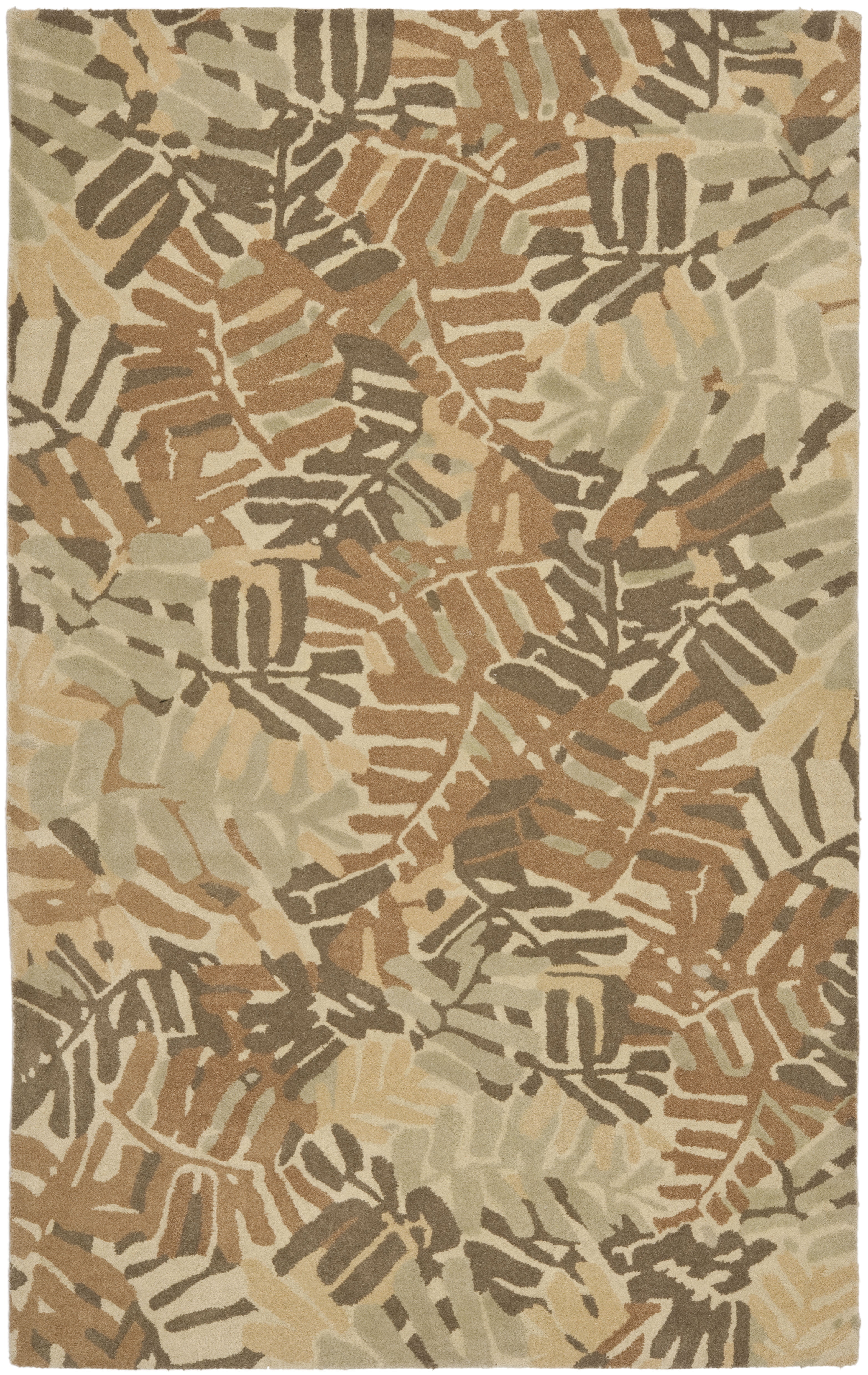 Multicolor Abstract Palm Leaf 4' x 6' Handmade Wool Rug
