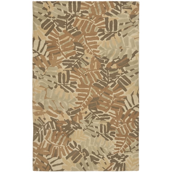SAFAVIEH Martha Stewart Palm Leaf Abstract Wool Area Rug, Spud, 4' x 6'