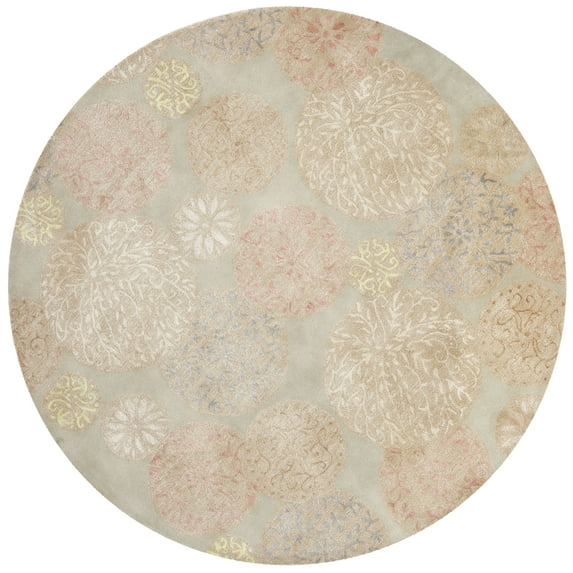 SAFAVIEH Martha Stewart Parasols Geometric Circles Area Rug, Herbal Garden, 6' x 6' Round