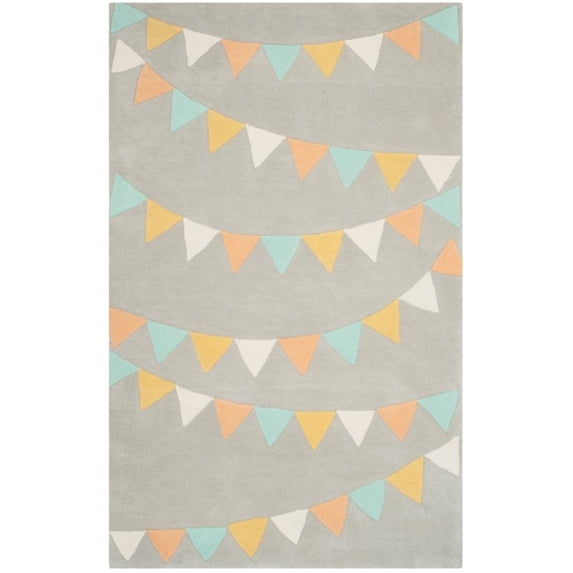 SAFAVIEH Martha Stewart Party Time Geometric Triangles Wool Area Rug, Bedford Grey, 8'x10'