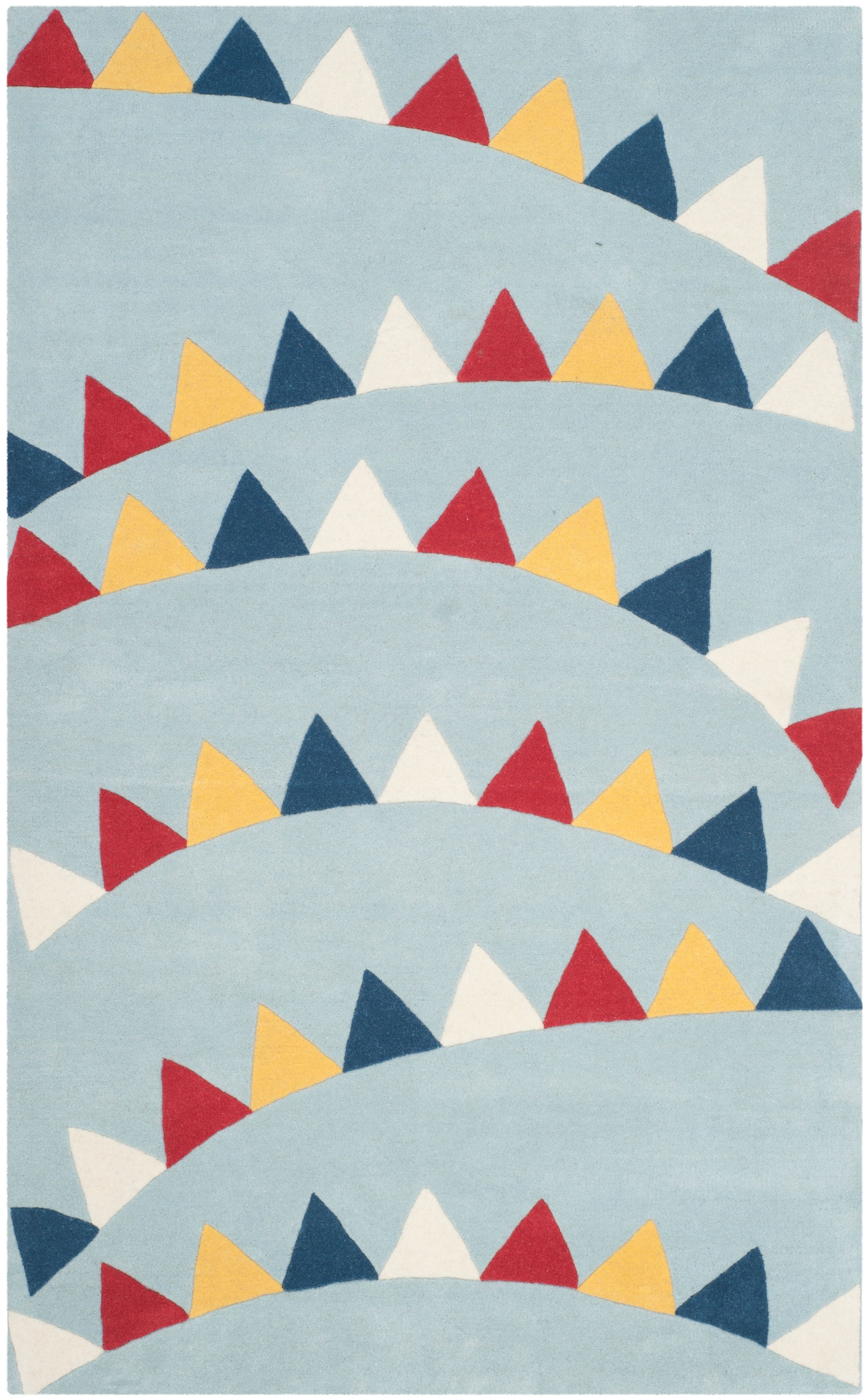 SAFAVIEH Martha Stewart Party Time Geometric Triangles Wool Area Rug, Sunken Pool, 4' x 6'