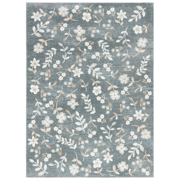 SAFAVIEH Martha Stewart Paylynn Floral Machine Washable Area Rug, Dark Grey/Beige, 3' x 5'
