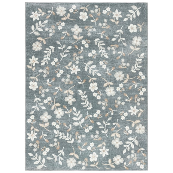 SAFAVIEH Martha Stewart Paylynn Floral Machine Washable Area Rug, Dark Grey/Beige, 5' x 8'