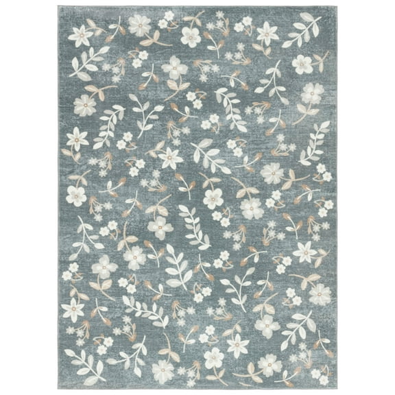 SAFAVIEH Martha Stewart Paylynn Floral Machine Washable Area Rug, Dark Grey/Beige, 8' x 10'