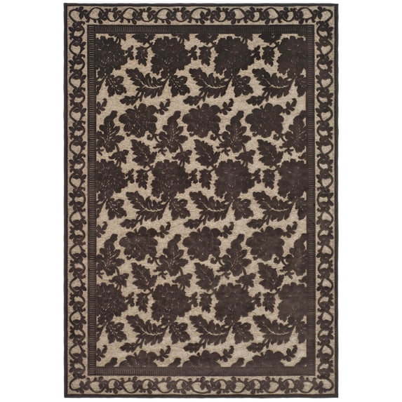 SAFAVIEH Martha Stewart Peony Damask Floral Area Rug, Light Brown, 4' x 5'7"