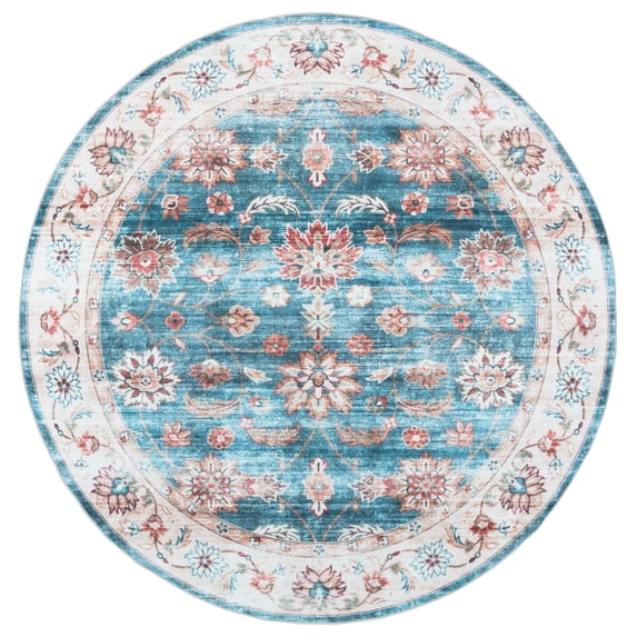 SAFAVIEH Martha Stewart Petrina Floral Machine Washable Area Rug, Green/Beige, 6' x 6' Round