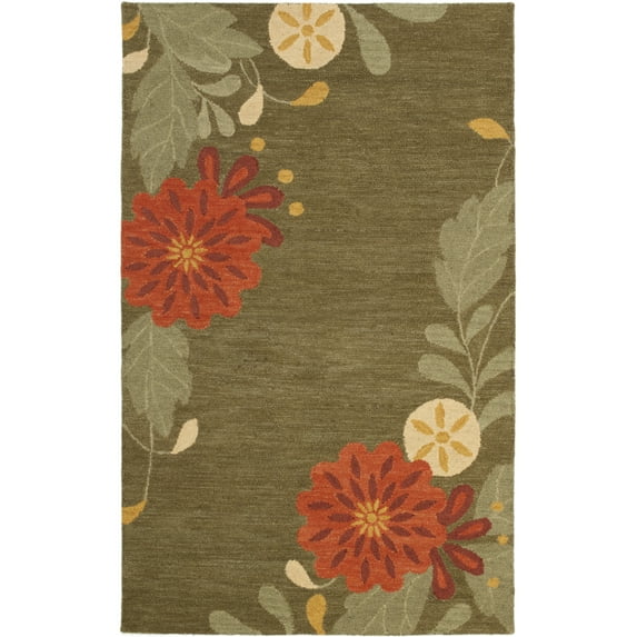 SAFAVIEH Martha Stewart Picture Block Floral Wool Area Rug, Pup Tent, 4' x 6'