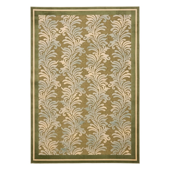 SAFAVIEH Martha Stewart Plume Stripe Floral Area Rug, Green, 4' x 5'7"