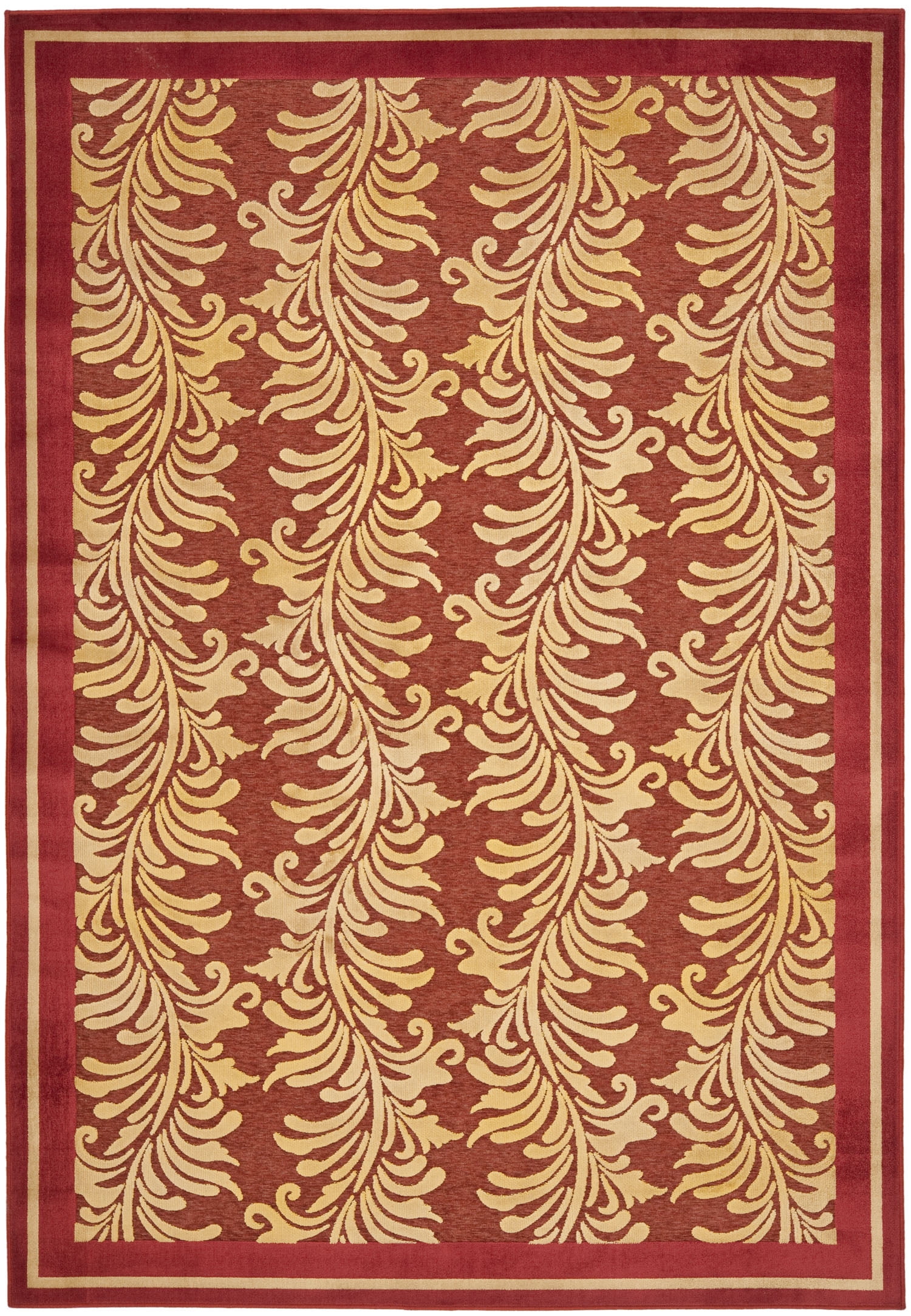 Handmade Red Floral Wool and Viscose Rug, 4' x 5'7"