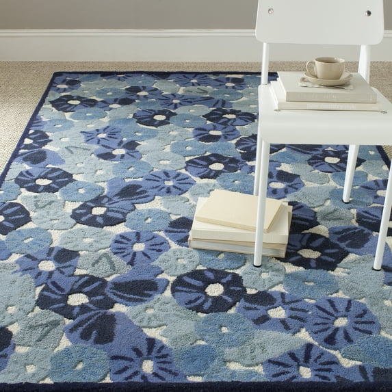 SAFAVIEH Martha Stewart Poppy Field Floral Area Rug, Azurite Blue, 2'6" x 4'3"