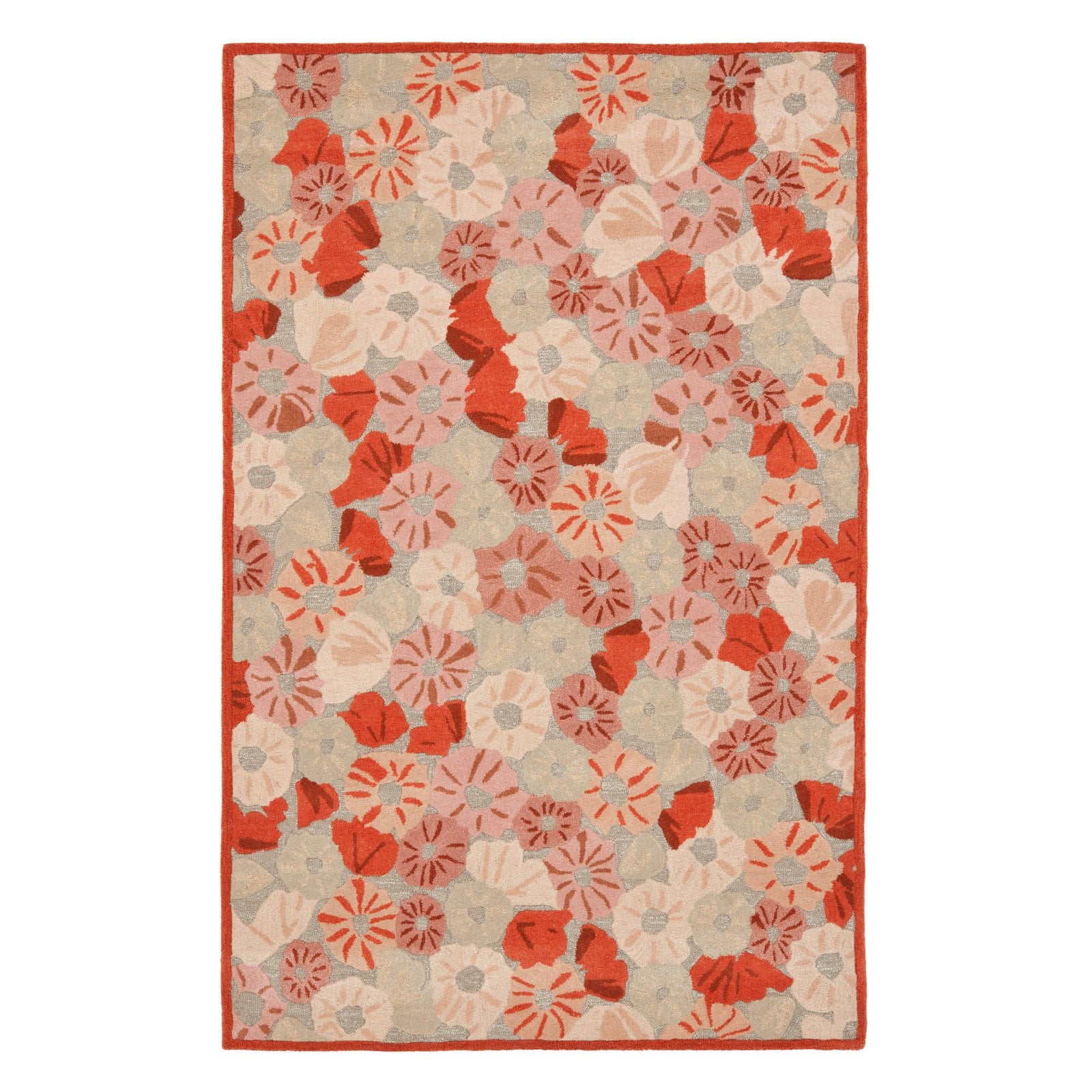 Handmade Poppy Field Cayenne Red Wool & Viscose 8' x 10' Area Rug