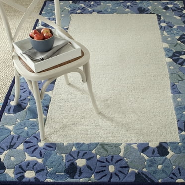 SAFAVIEH Martha Stewart Poppy Floral Border Area Rug, Azurite Blue, 4' x 6'