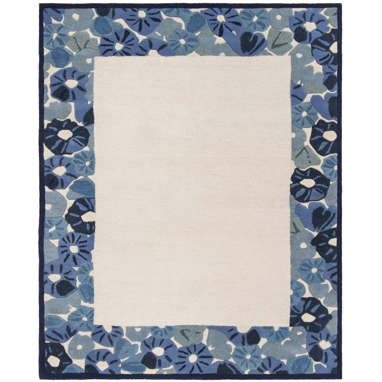 SAFAVIEH Martha Stewart Poppy Floral Border Area Rug, Azurite Blue, 6' x 6' Round