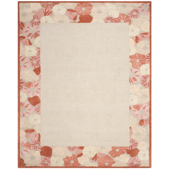 SAFAVIEH Martha Stewart Poppy Floral Border Area Rug, Cayenne Red, 8' x 10'