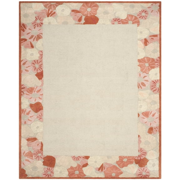 SAFAVIEH Martha Stewart Poppy Floral Border Area Rug, Cayenne Red, 9' x 12'
