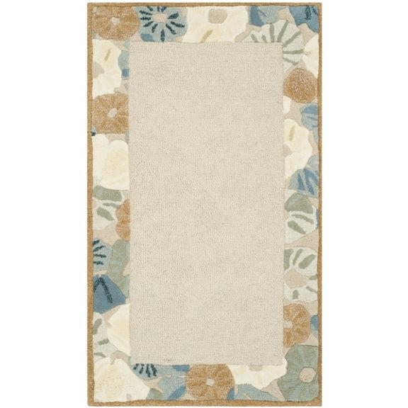 SAFAVIEH Martha Stewart Poppy Floral Border Area Rug, Cornucopia Beige, 2'6" x 4'3"