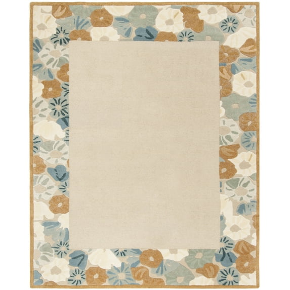 SAFAVIEH Martha Stewart Poppy Floral Border Area Rug, Cornucopia Beige, 6' x 6' Round
