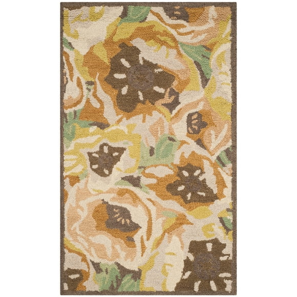 SAFAVIEH Martha Stewart Poppy Floral Wool Area Rug, Gold, 3' x 5'