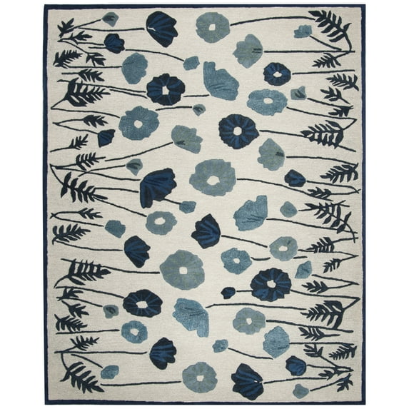 SAFAVIEH Martha Stewart Poppy Glossary Floral Area Rug, Azurite Blue, 9' x 12'