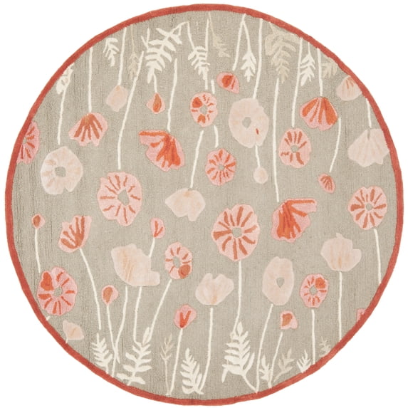 SAFAVIEH Martha Stewart Poppy Glossary Floral Area Rug, Cayenne Red, 6' x 6' Round