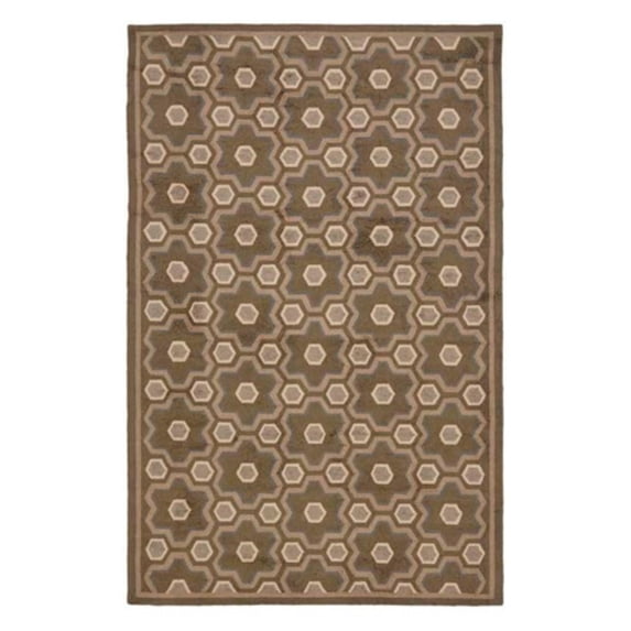 SAFAVIEH Martha Stewart Puzzle Geometric Cosmo Wool Rug, Chocolate Cosmos Brown, 7'9"x9'9"