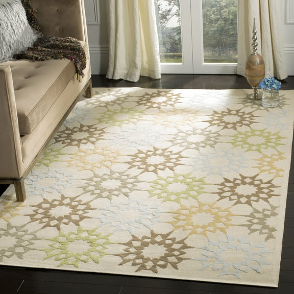 SAFAVIEH Martha Stewart Quilt Pebble Geometric Cotton Area Rug, Cream, 2'6" x 4'3"