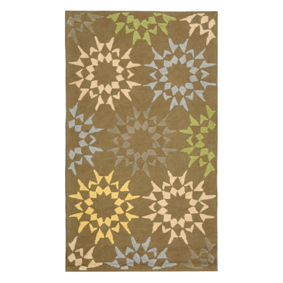 SAFAVIEH Martha Stewart Quilt Pebble Geometric Cotton Area Rug, Opal/Grey, 5'6" x 8'6"