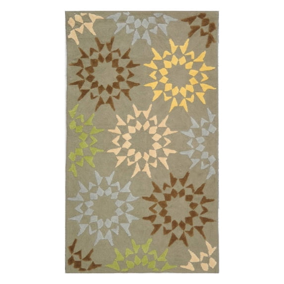 SAFAVIEH Martha Stewart Quilt Pebble Geometric Cotton Area Rug, Pebble/Grey, 3'9" x 5'9"