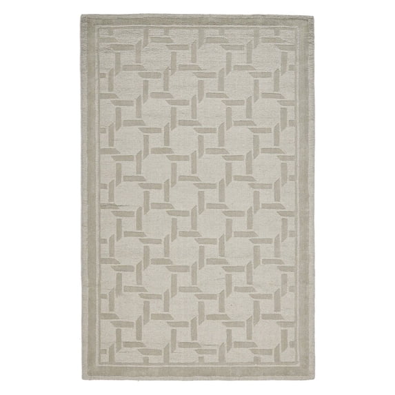 SAFAVIEH Martha Stewart Resort Weave Geometric Wool Area Rug, Driftwood/Grey, 4' Round