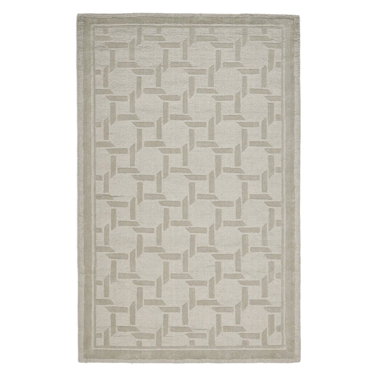 Gray Geometric Hand-Tufted Wool Rug, 4' x 6'