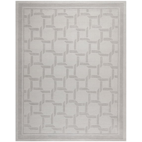 SAFAVIEH Martha Stewart Resort Weave Geometric Wool Area Rug, Driftwood/Grey, 9' x 12'