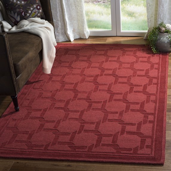 SAFAVIEH Martha Stewart Resort Weave Geometric Wool Area Rug, Sealing Wax, 4' x 6'