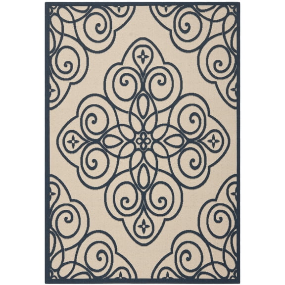 SAFAVIEH Martha Stewart Rosamond Geometric Swirl Area Rug, Mariner, 4' x 5'7"