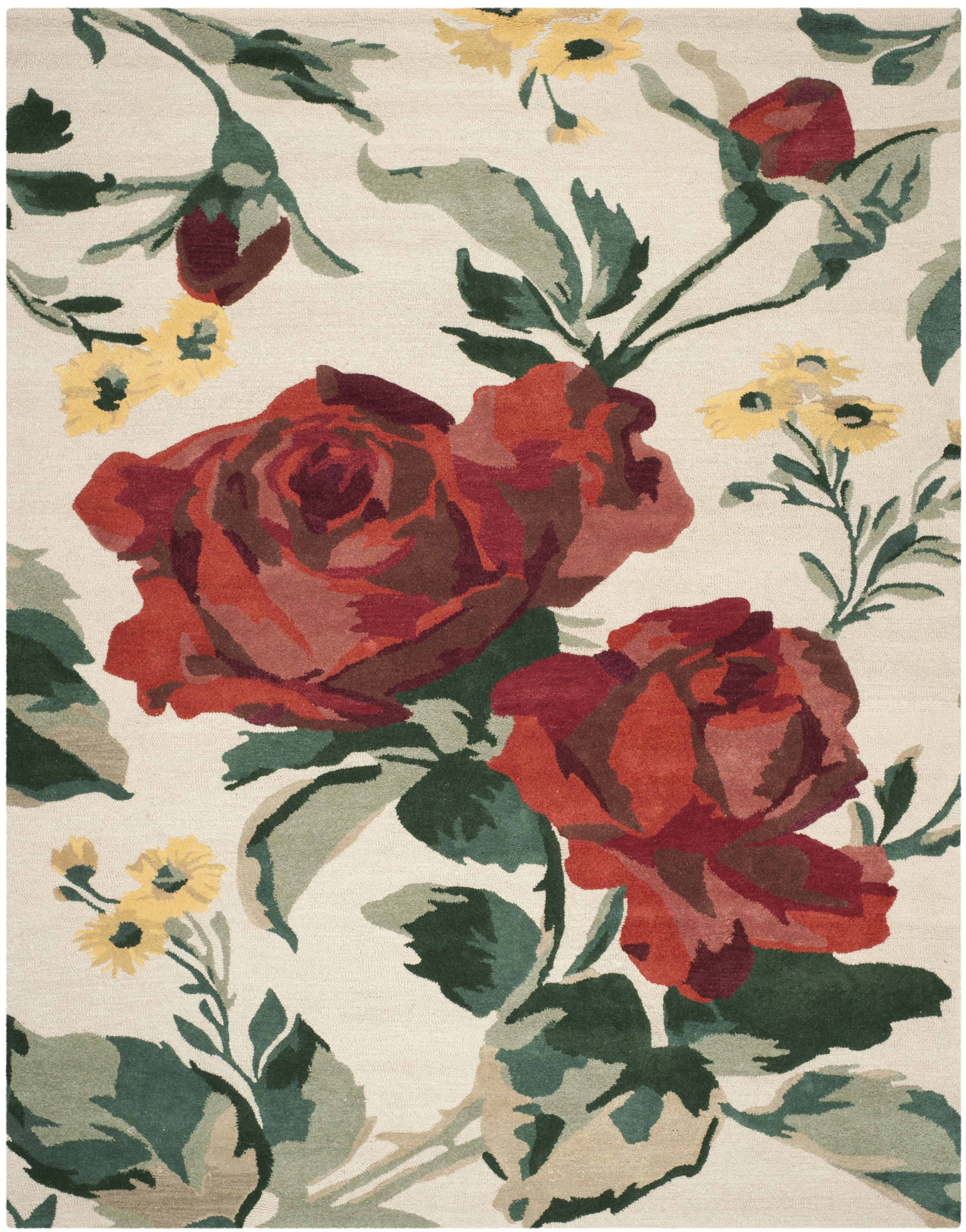 SAFAVIEH Martha Stewart Rose Chintz Floral Wool Area Rug, Shortbread, 8' x 10'