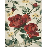 SAFAVIEH Martha Stewart Rose Chintz Floral Wool Area Rug, Shortbread, 8' x 10'