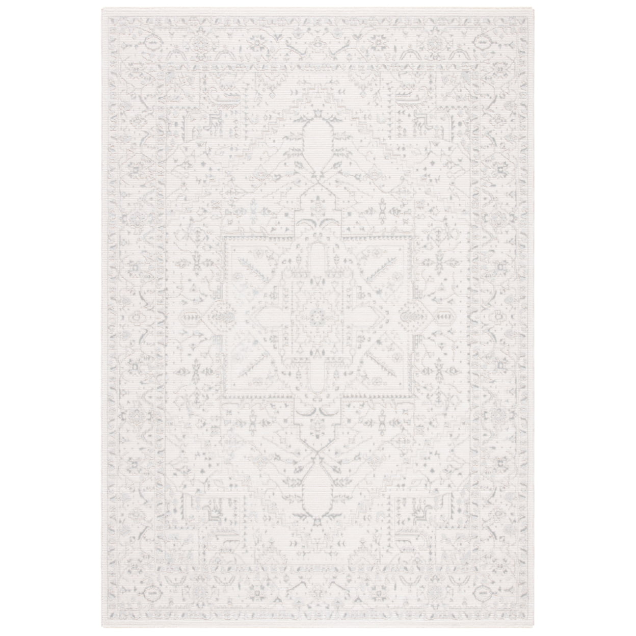 Ivory and Light Grey Hand-knotted Wool Oriental Rug 4' x 6'