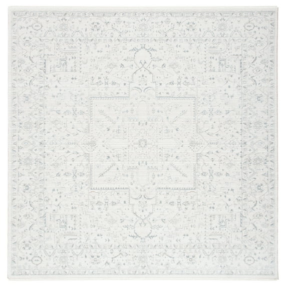 SAFAVIEH Martha Stewart Sabrina Doretta Medallion Area Rug, Ivory/Light Grey, 6'7" x 6'7" Square