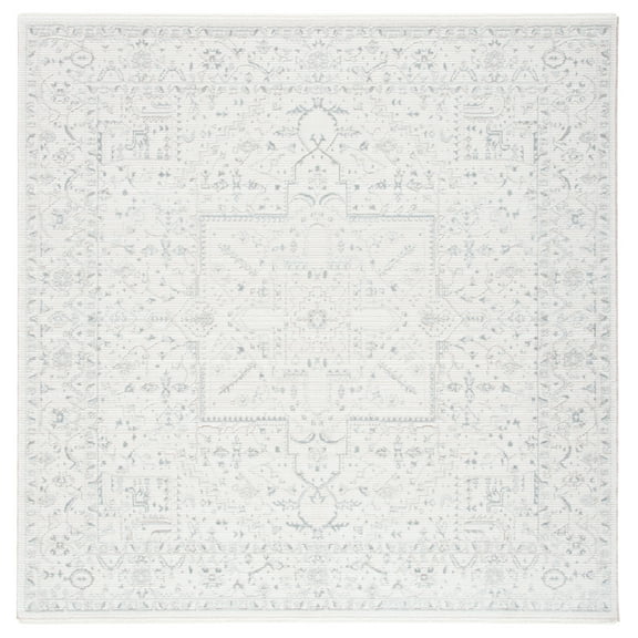 SAFAVIEH Martha Stewart Sabrina Doretta Medallion Area Rug, Ivory/Light Grey, 6'7" x 6'7" Square