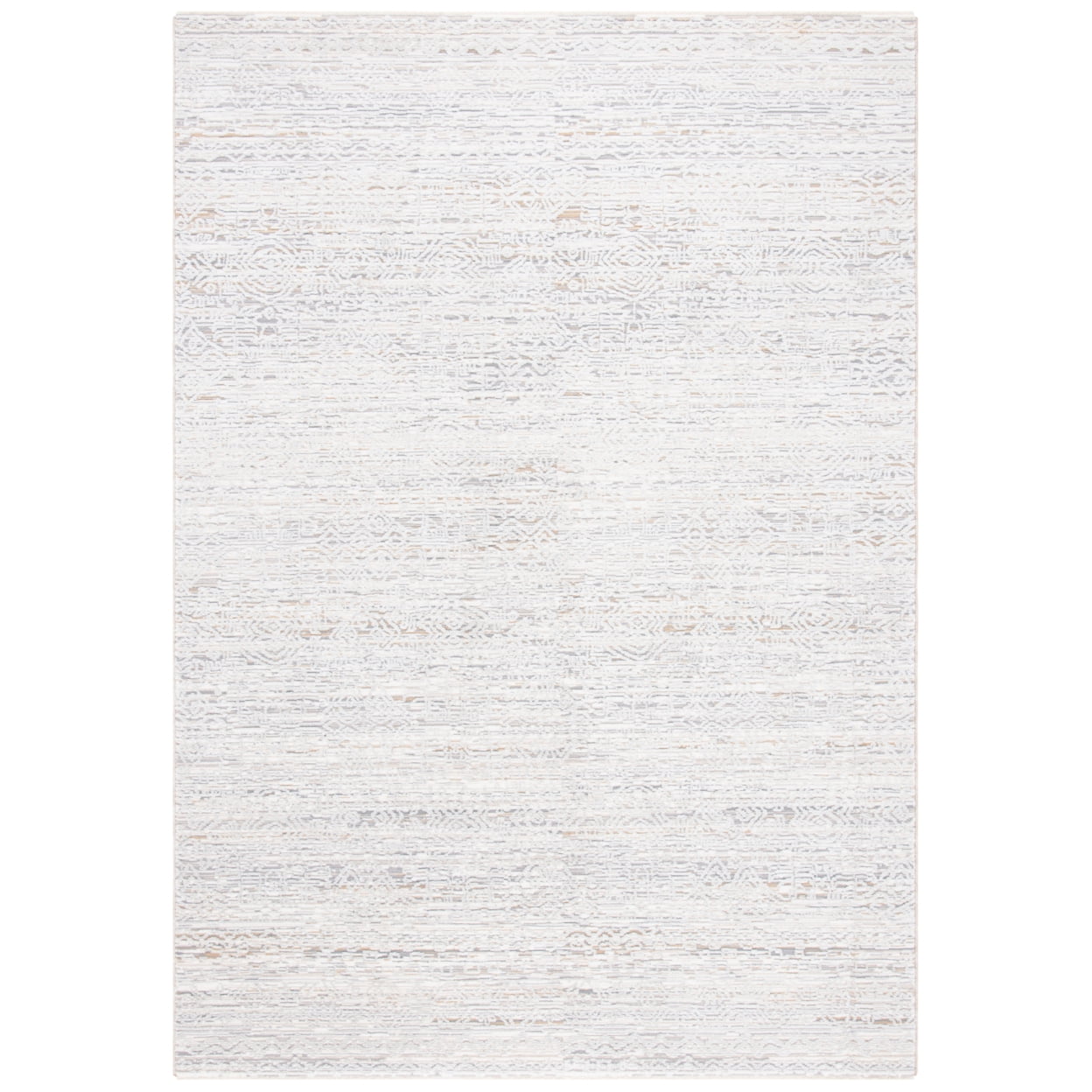 Ivory Beige Hand-Knotted Wool Viscose Area Rug 4'x6'