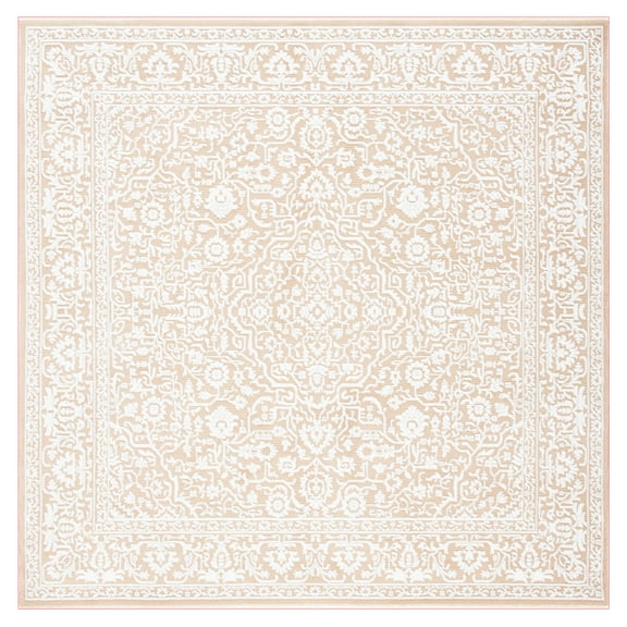 SAFAVIEH Martha Stewart Sabrina Bayram Medallion Area Rug, Gold/Ivory, 6'7" x 6'7" Square