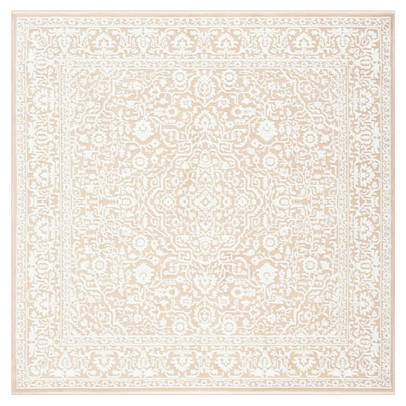 SAFAVIEH Martha Stewart Sabrina Bayram Medallion Area Rug, Gold/Ivory, 6'7" x 6'7" Square